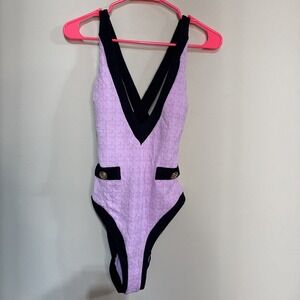 New L'AGENCE Lisa Plunge One Piece swimsuit Size Medium No Underwear Protection